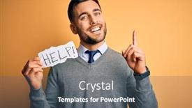  Presentation with overworked - Cool new slides with young-overworked-business-man-asking backdrop and a gray colored foreground