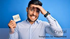  Presentation with overworked - Presentation design enhanced with young-overworked-business-man-asking background and a light blue colored foreground