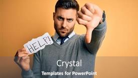  Presentation with overworked - Presentation with young-overworked-business-man-asking background and a dark gray colored foreground