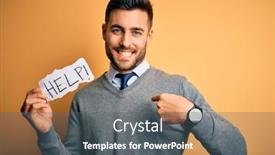  Presentation with overworked - PPT theme enhanced with young-overworked-business-man-asking background and a gray colored foreground