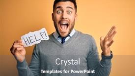  Presentation with overworked - Audience pleasing presentation design consisting of young-overworked-business-man-asking backdrop and a gray colored foreground