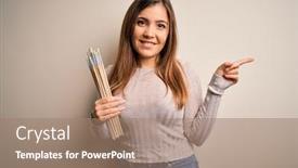  Presentation with artist - Presentation theme with young-painter-artist-woman-painting background and a coral colored foreground