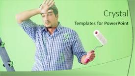  Presentation with home renovation - Cool new theme with young painter doing renovation at home backdrop and a mint green colored foreground