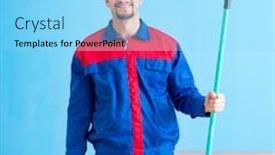  Presentation with home renovation - Colorful presentation theme enhanced with young-painter-doing-renovation backdrop and a arctic colored foreground