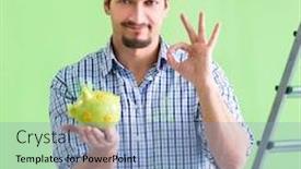  Presentation with home renovation - Slides featuring young-painter-doing-renovation background and a light blue colored foreground