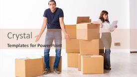  Presentation with divorce - Presentation design consisting of young-pair-and-many-boxes background and a coral colored foreground