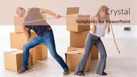  Presentation with divorce - Beautiful PPT layouts featuring young-pair-and-many-boxes backdrop and a coral colored foreground