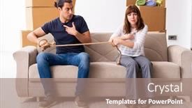  Presentation with divorce - Slide deck enhanced with young-pair-and-many-boxes background and a coral colored foreground