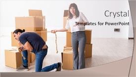  Presentation with divorce - Slide set consisting of young-pair-and-many-boxes background and a white colored foreground