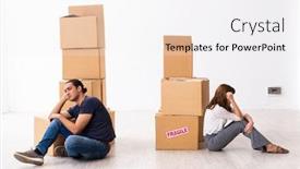  Presentation with divorce - Presentation design consisting of young-pair-and-many-boxes background and a white colored foreground