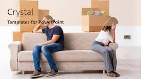  Presentation with divorce - PPT theme enhanced with young-pair-and-many-boxes background and a coral colored foreground