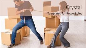  Presentation with divorce - Presentation design consisting of young-pair-and-many-boxes background and a coral colored foreground