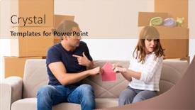  Presentation with divorce - Presentation theme having young-pair-and-many-boxes background and a coral colored foreground