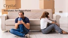  Presentation with divorce - Slides featuring young-pair-and-many-boxes background and a coral colored foreground