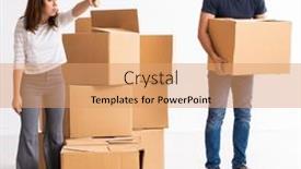  Presentation with divorce - Slide set having young-pair-and-many-boxes and a coral colored foreground