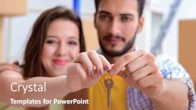  Presentation with mortgage - Beautiful PPT layouts featuring young-pair-moving backdrop and a red colored foreground