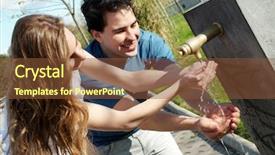  Presentation with water fountain - Beautiful PPT layouts featuring pair near a drinking fountain backdrop and a tawny brown colored foreground