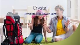  Presentation with honeymoon - Presentation theme featuring young-pair-planning-their-honeymoon background and a sky blue colored foreground