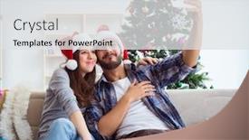  Presentation with pair - Audience pleasing theme consisting of take home message - young pair taking selfies backdrop and a light gray colored foreground