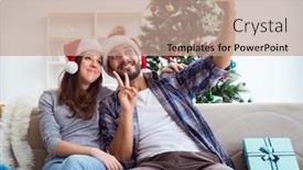  Presentation with strengthen mind and body during adversity - PPT layouts having take home message - young pair taking selfies background and a coral colored foreground