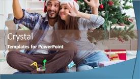  Presentation with pair - Theme enhanced with young-pair-taking-selfies-during background and a tawny brown colored foreground