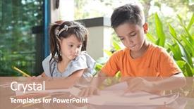  Presentation with development - PPT theme enhanced with young pan asian boy background and a coral colored foreground
