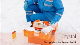  Presentation with paramedic - Slides with young-paramedic-in-blue-workwear background and a coral colored foreground