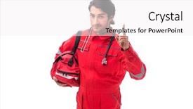  Presentation with paramedic - Colorful PPT layouts enhanced with young paramedic in red uniform backdrop and a white colored foreground