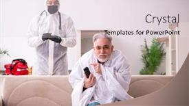  Presentation with paramedic - Amazing PPT theme having young-paramedic-visiting-old-man backdrop and a sky blue colored foreground