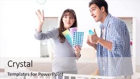  Presentation with expecting parents - Cool new PPT theme with young parents expecting their first backdrop and a sky blue colored foreground