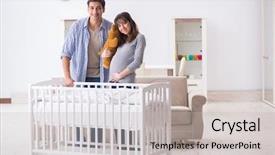  Presentation with expecting parents - Audience pleasing theme consisting of young parents expecting their first backdrop and a light gray colored foreground