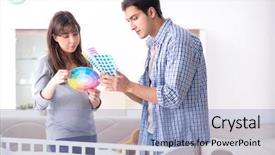  Presentation with expecting parents - Beautiful PPT theme featuring young parents expecting their first backdrop and a light blue colored foreground