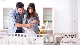  Presentation with expecting parents - Slides enhanced with young parents expecting their first background and a  colored foreground