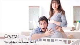  Presentation with expecting parents - PPT theme consisting of young parents expecting their first background and a sky blue colored foreground