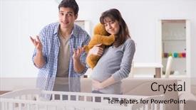  Presentation with expecting parents - Presentation theme with young parents expecting their first background and a mint green colored foreground
