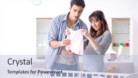  Presentation with expecting parents - Slides featuring young parents expecting their first background and a light blue colored foreground