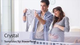  Presentation with expecting parents - Cool new presentation theme with young parents expecting their first backdrop and a  colored foreground