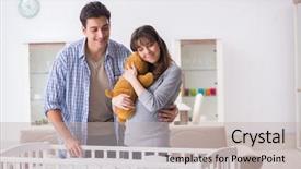  Presentation with expecting parents - PPT theme enhanced with young parents expecting their first background and a  colored foreground