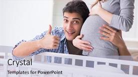  Presentation with expecting parents - Amazing PPT layouts having young parents expecting their first backdrop and a light blue colored foreground