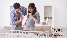  Presentation with expecting parents - Slide deck consisting of young parents expecting their first background and a soft green colored foreground