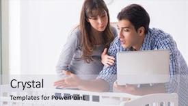  Presentation with expecting parents - Audience pleasing PPT theme consisting of young parents expecting their first backdrop and a  colored foreground