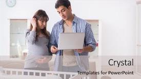  Presentation with expecting parents - PPT theme having young parents expecting their first background and a light gray colored foreground