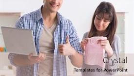  Presentation with expecting parents - Amazing slide set having young parents expecting their first baby backdrop and a coral colored foreground