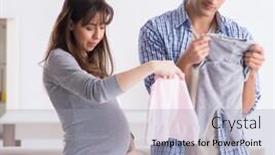  Presentation with expecting parents - Slide set with young parents expecting their first baby background and a light gray colored foreground