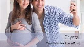  Presentation with expecting parents - PPT layouts having young parents expecting their first baby background and a light blue colored foreground
