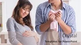  Presentation with expecting parents - Audience pleasing slide deck consisting of young parents expecting their first baby backdrop and a coral colored foreground