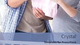  Presentation with expecting parents - Slides having young-parents-expecting-their-first background and a teal colored foreground