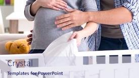  Presentation with expecting parents - Cool new PPT theme with young-parents-expecting-their-first backdrop and a lemonade colored foreground