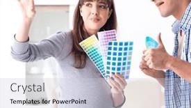  Presentation with expecting parents - PPT theme consisting of young-parents-expecting-their-first background and a light gray colored foreground