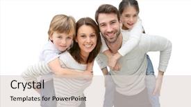  Presentation with kids choir - Presentation design with young parents giving piggyback ride background and a lemonade colored foreground